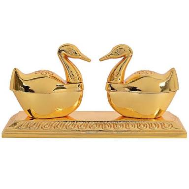 kum kum double Holder in Metal swan Shaped